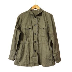 Uniqlo Linen Cotton Utility Resort Light Jacket olive green women’s XS